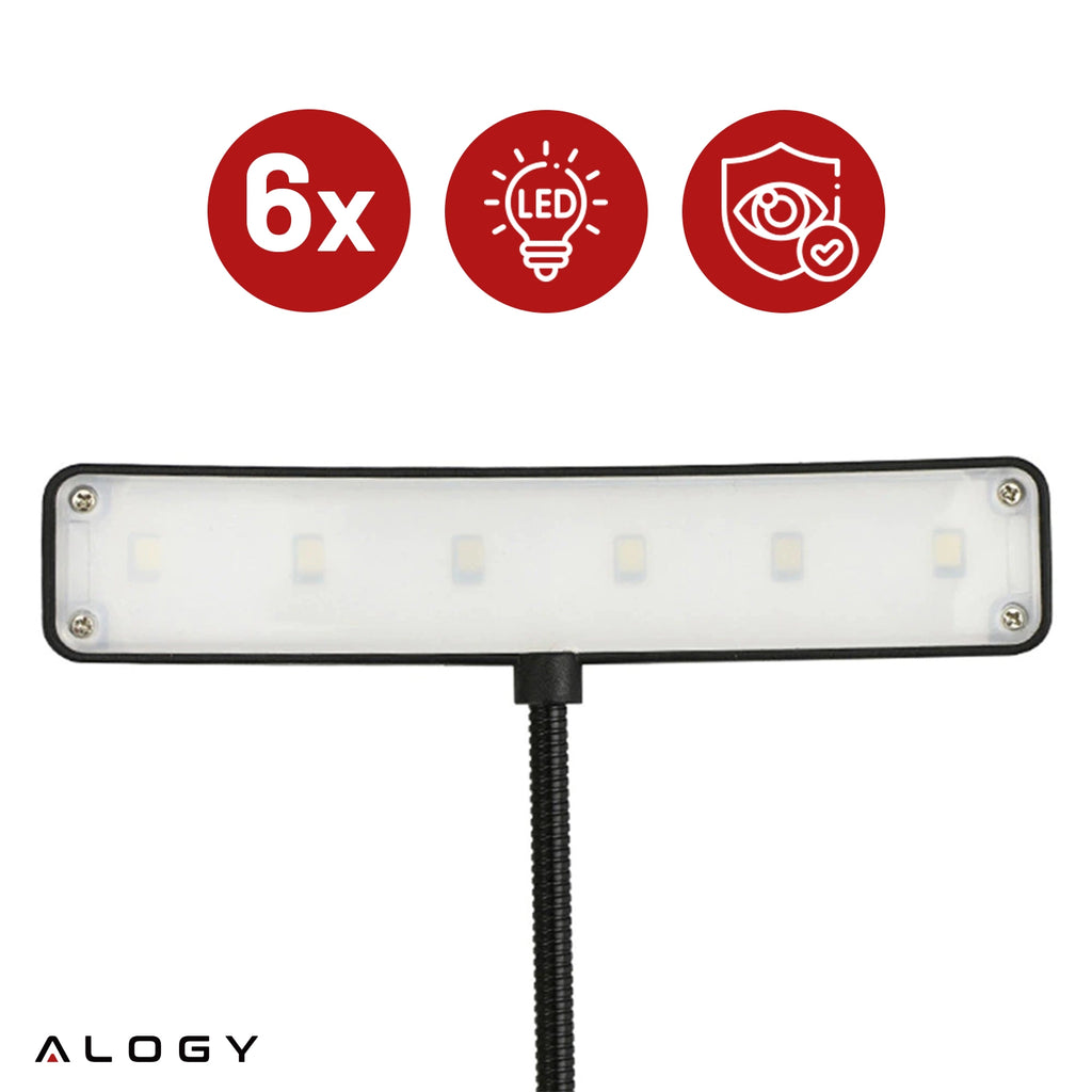 Lampa biurkowa Alogy LED z klipsem do czytania Czarna