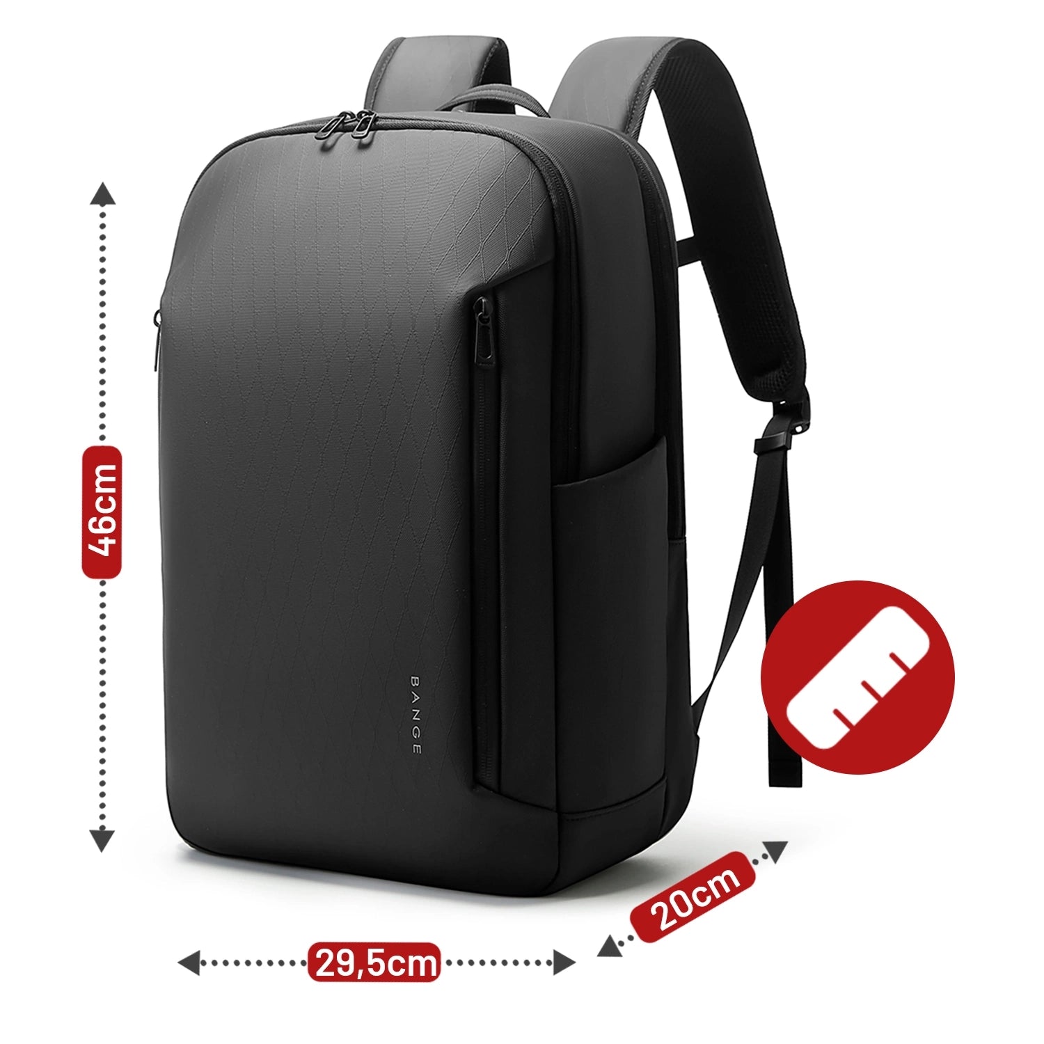 Plecak wodoodporny Bange 26L na laptopy do 15.6" - pojemny i wygodny, odporny i oddychający, miejski i podróżny do pracy i samolotu, unisex - Czarny