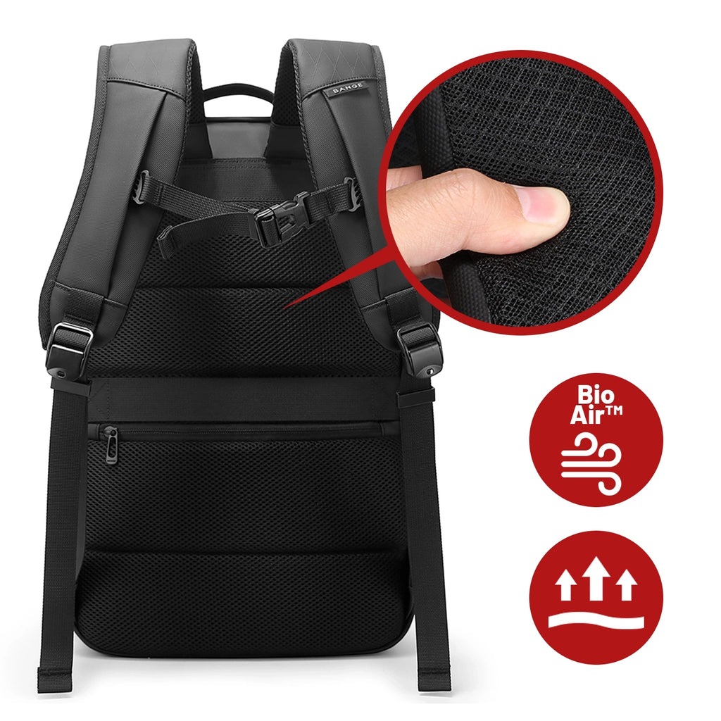 Plecak wodoodporny Bange 26L na laptopy do 15.6" - pojemny i wygodny, odporny i oddychający, miejski i podróżny do pracy i samolotu, unisex - Czarny