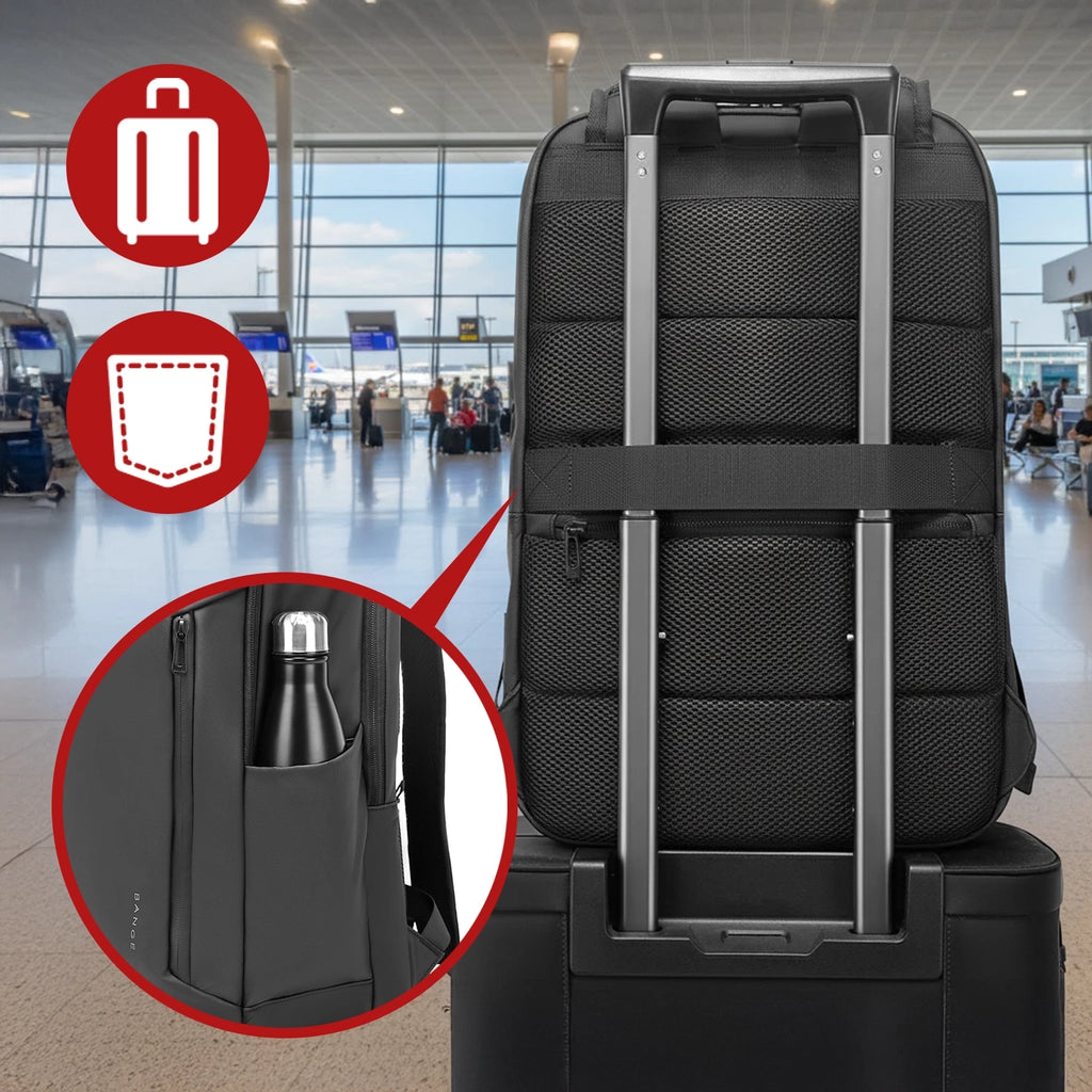 Plecak wodoodporny Bange 26L na laptopy do 15.6" - pojemny i wygodny, odporny i oddychający, miejski i podróżny do pracy i samolotu, unisex - Czarny