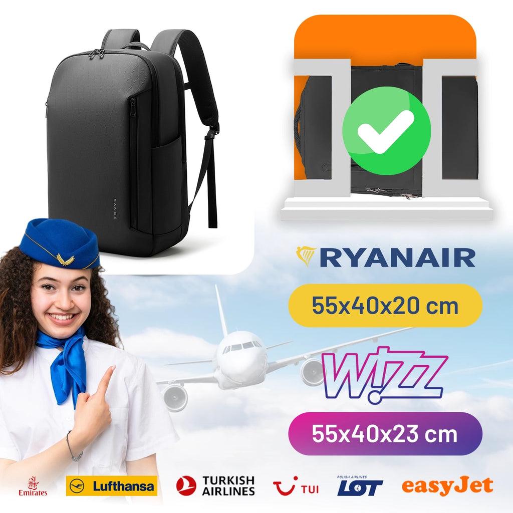 Plecak wodoodporny Bange 26L na laptopy do 15.6" - pojemny i wygodny, odporny i oddychający, miejski i podróżny do pracy i samolotu, unisex - Czarny