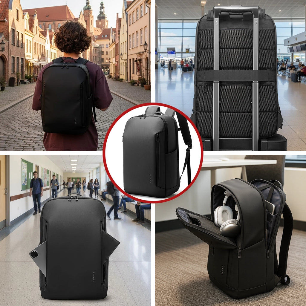 Plecak wodoodporny Bange 26L na laptopy do 15.6" - pojemny i wygodny, odporny i oddychający, miejski i podróżny do pracy i samolotu, unisex - Czarny