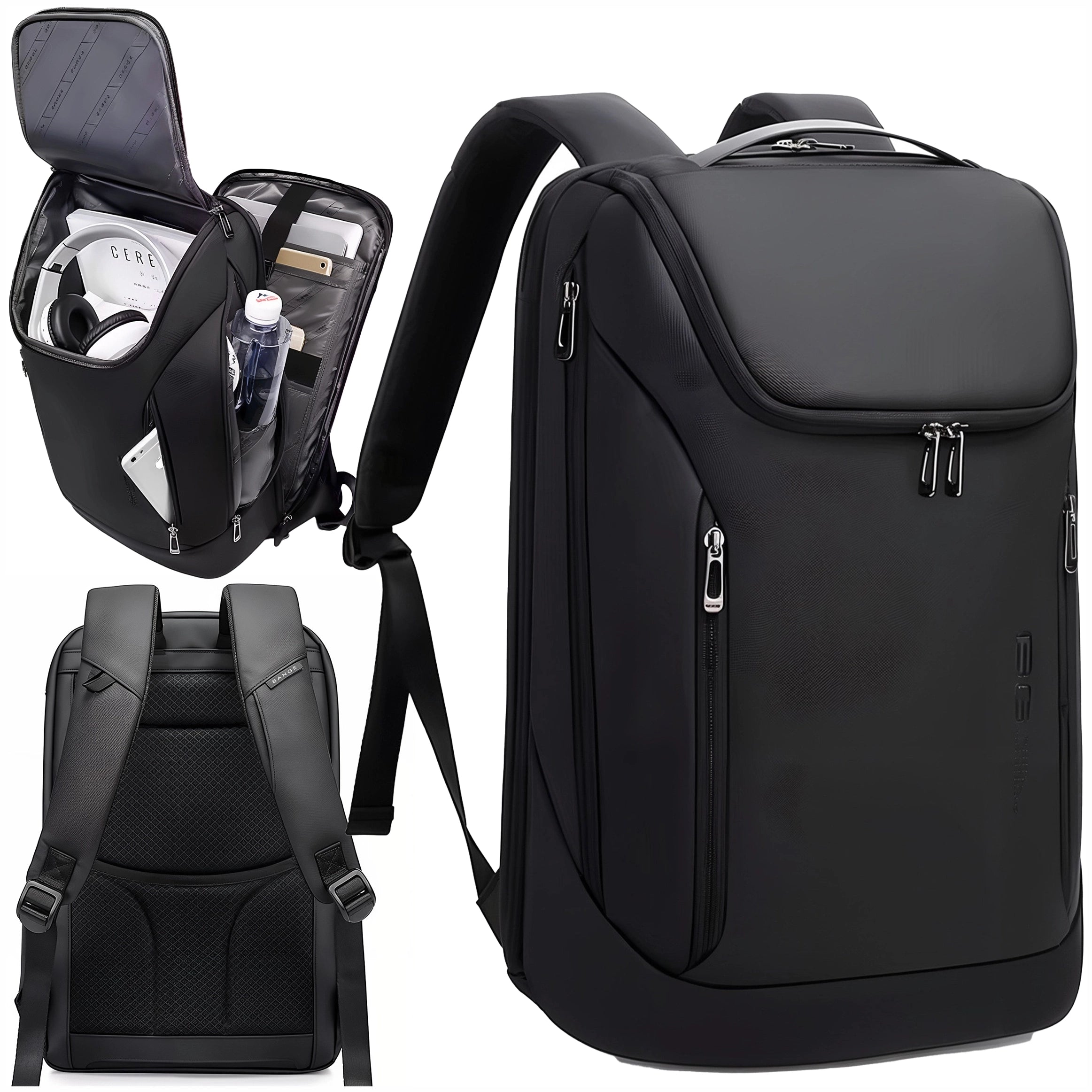 Plecak wodoodporny Bange torba na laptopa 15.6" miejski podróżny 48x31x16 cm do pracy szkoły samolotu męski damski z gniazdem USB Czarny