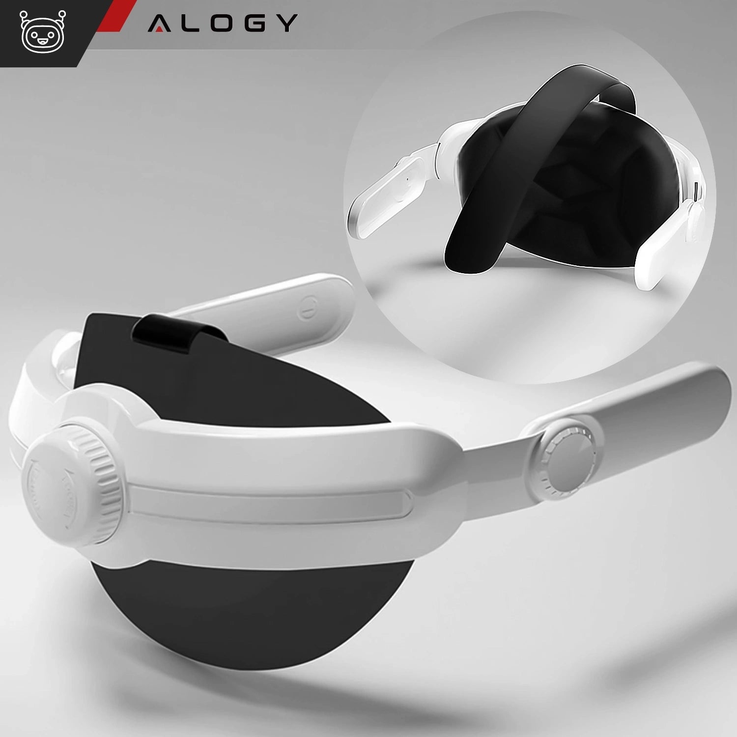 Regulowana Opaska Pasek wymienny do Meta Quest 3 Alogy Elite Strap Biały + Silikonowa nakładka na twarz