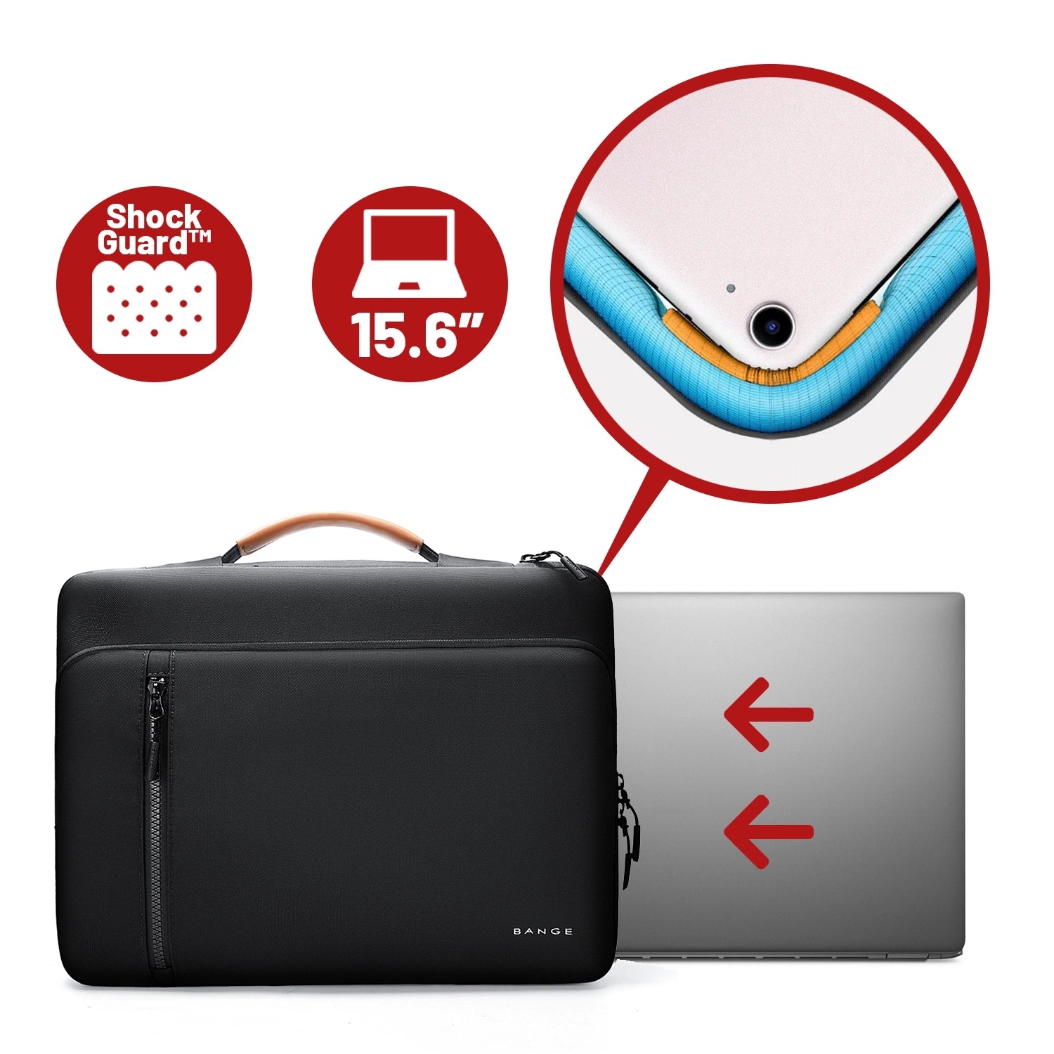 Torba wodoodporna Bange na laptopa do 15.6" - pojemna i wygodna, odporna i oddychająca, miejska i podróżna do pracy i samolotu, unisex - Czarna