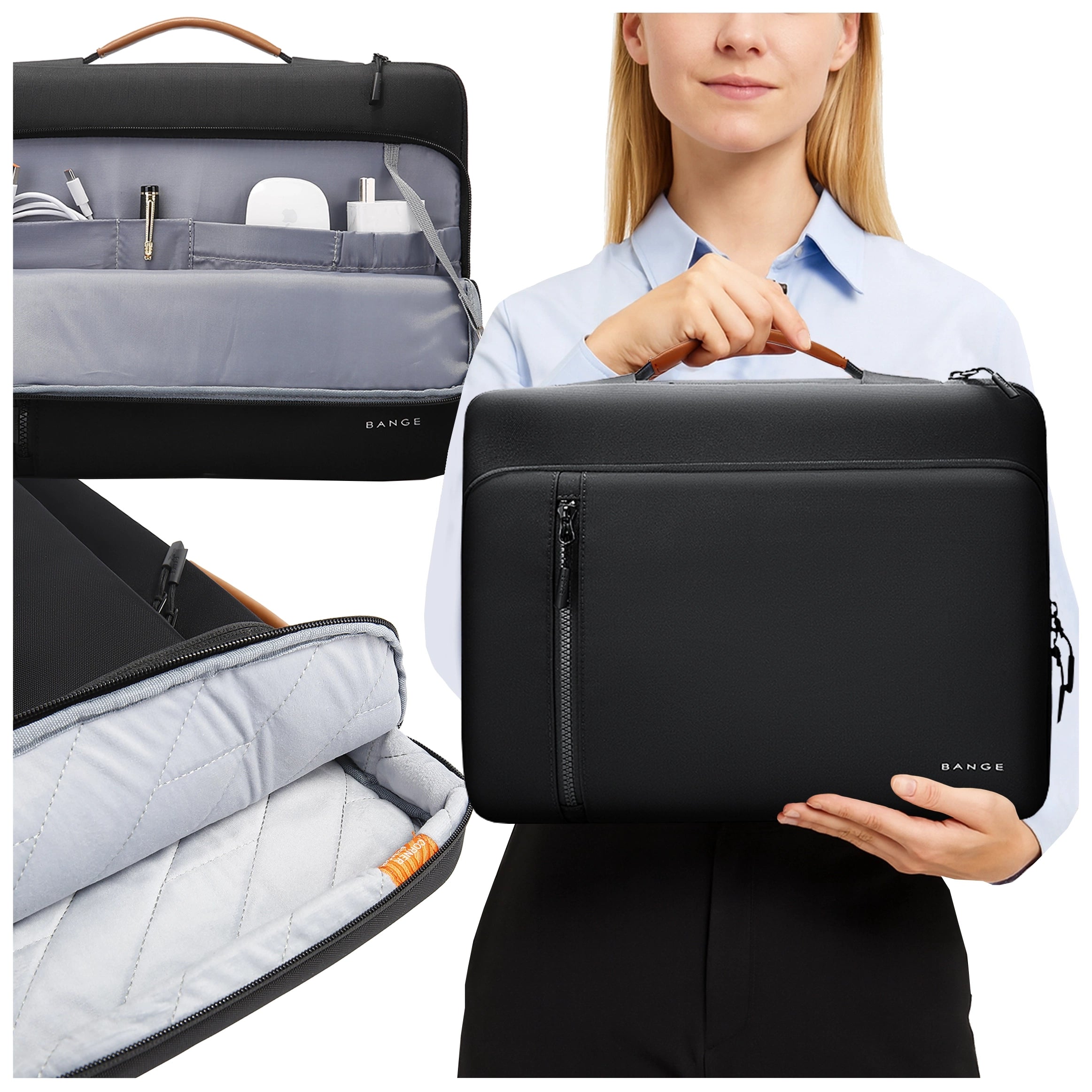 Torba wodoodporna Bange na laptopa do 15.6" - pojemna i wygodna, odporna i oddychająca, miejska i podróżna do pracy i samolotu, unisex - Czarna