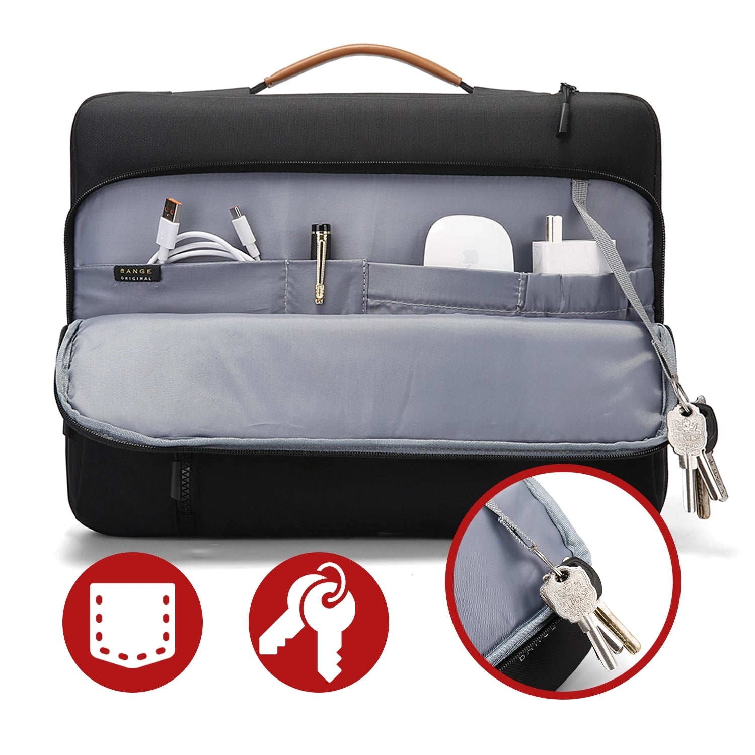 Torba wodoodporna Bange na laptopa do 15.6" - pojemna i wygodna, odporna i oddychająca, miejska i podróżna do pracy i samolotu, unisex - Czarna