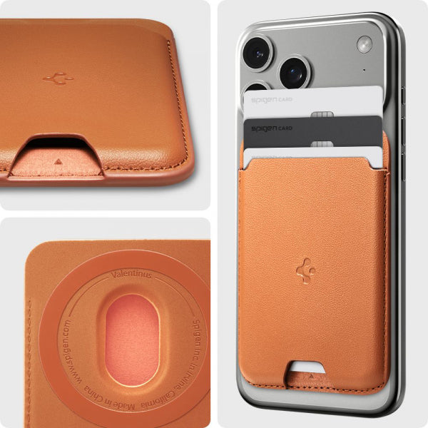 Spigen Magnetic Wallet Valentinus MagFit 3 Cards, Orange AFA11339