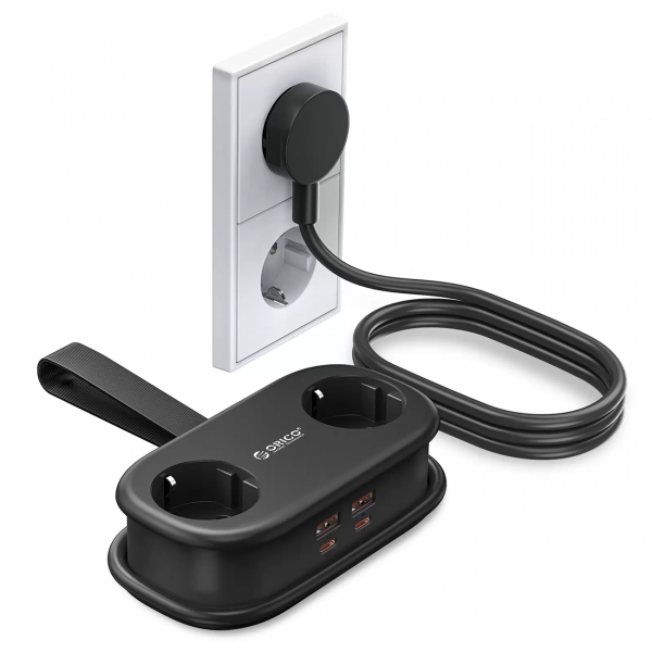 Orico Power Strip AP3, 2 x Schuko - 2 x USB-A - 2 x USB-C, Black