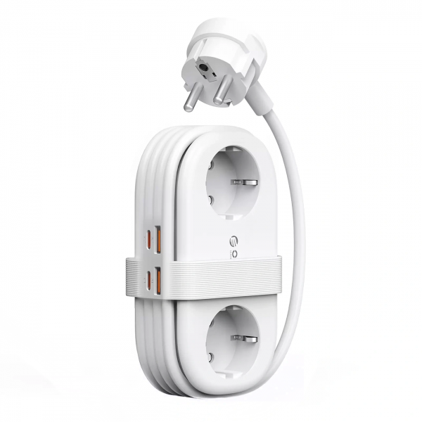 Orico Power Strip AP3, 2 x Schuko - 2 x USB-A - 2 x USB-C, White