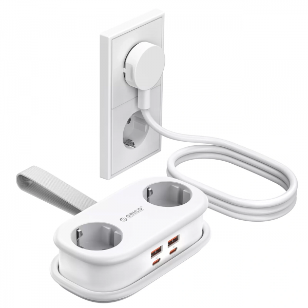 Orico Power Strip AP3, 2 x Schuko - 2 x USB-A - 2 x USB-C, White