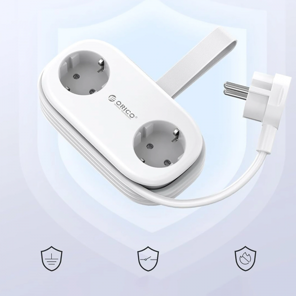 Orico Power Strip AP3, 2 x Schuko - 2 x USB-A - 2 x USB-C, White