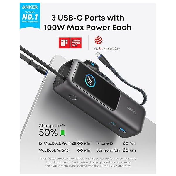 Anker Powerbank 25000mAh, 165W, QC + PD, Grey A1695H11