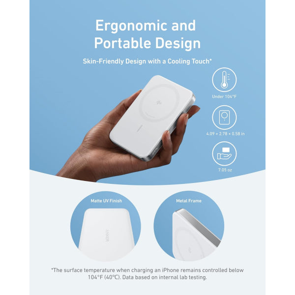 Anker Powerbank MagGo Slim, 10000mAh, 30W, PD + FQI, White A1664H21