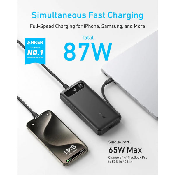 Anker Powerbank PowerCore, 20000mAh, 87W, QC + PD, Black A1383H11