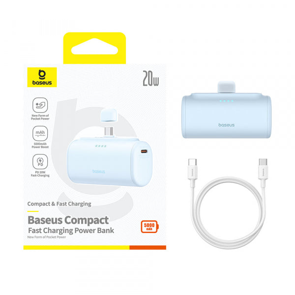 Baseus Powerbank Compact USB-C Version, 5000mAh, 20W, PD, Blue P10068306313-00