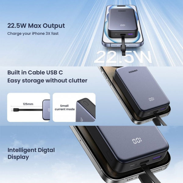 Ugreen Powerbank PB505, 20000mAh, 22.5W, QC + PD, Gray