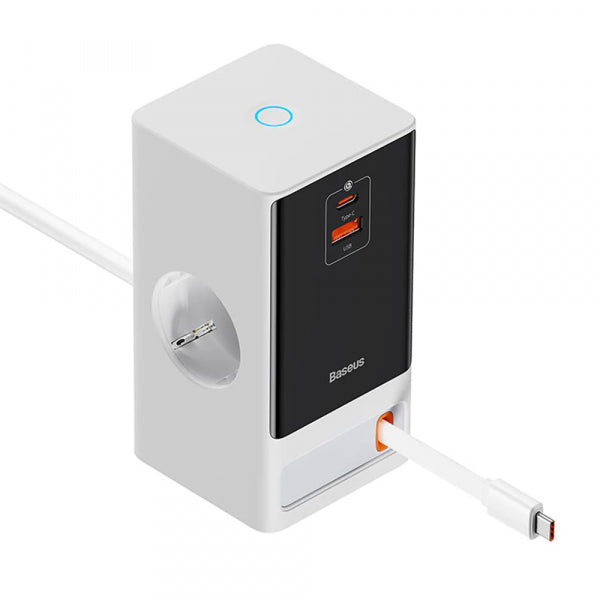 Baseus Power Strip PowerCombo, 1 x Schuko - 1 x USB-A - 2 x USB-C, White PSLR000602