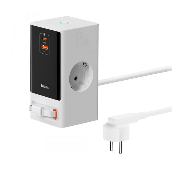Baseus Power Strip PowerCombo, 1 x Schuko - 1 x USB-A - 2 x USB-C, White PSLR000602