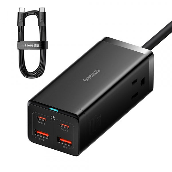 Baseus Power Strip PowerCombo US, 1 x Socket - 2 x USB-A - 2 x USB-C, Black PSZM000201