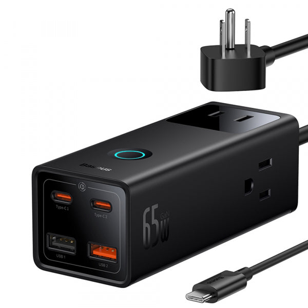 Baseus Power Strip PowerCombo US, 3 x Socket - 2 x USB-A - 2 x USB-C, Black PSLA020101