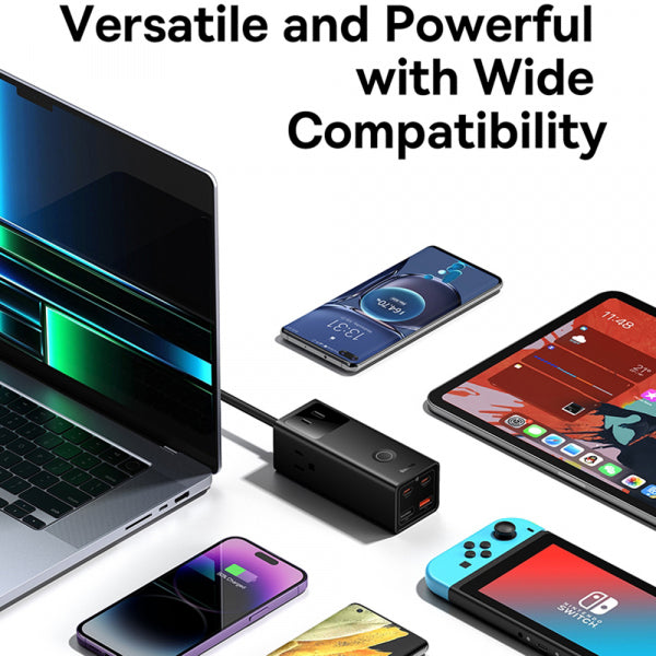 Baseus Power Strip PowerCombo US, 3 x Socket - 2 x USB-A - 2 x USB-C, Black PSLA020101