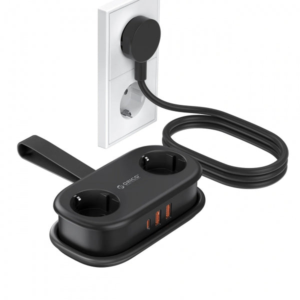 Orico Power Strip APP, 2 x Schuko - 2 x USB-A - 1 x USB-C, Black