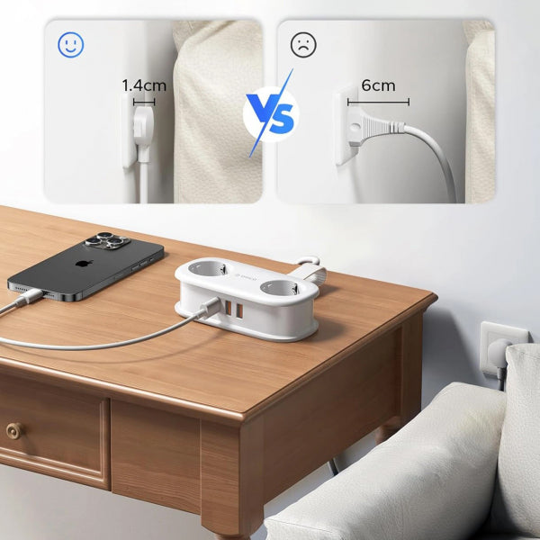 Orico Power Strip APP, 2 x Schuko - 2 x USB-A - 1 x USB-C, White