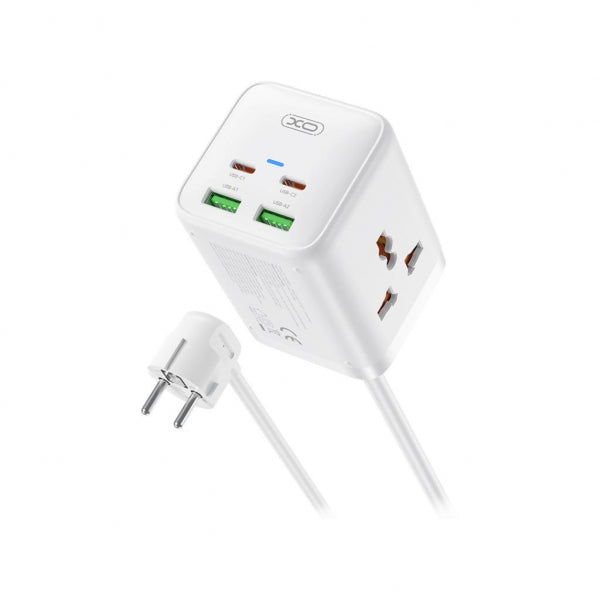 XO Design Power Strip WL24, 2 x Socket - 2 x USB-A - 2 x USB-C, White