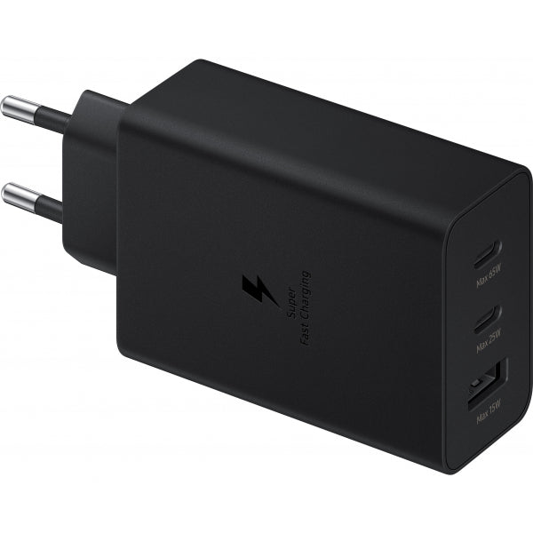 Samsung Wall Charger Trio, 65W, 3.5A, 1 x USB-A - 2 x USB-C, Black EP-T6530NBEGEU