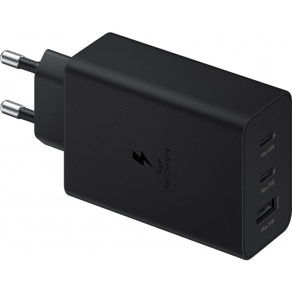 Samsung Wall Charger Trio, 65W, 3.5A, 1 x USB-A - 2 x USB-C, Black EP-T6530NBEGEU