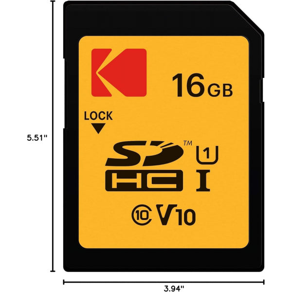 Kodak SDHC Memory Card Premium Performance, 16Gb, Class 10 / UHS-1 U1 EKMSD16GHC10K