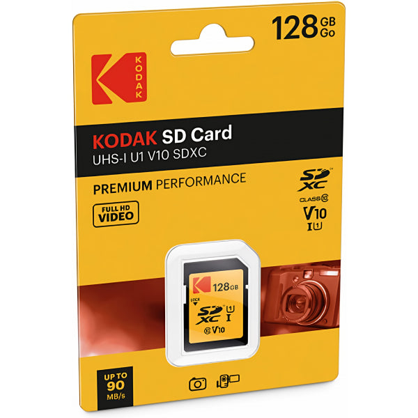 Kodak SDXC Memory Card Premium Performance, 128Gb, Class 10 / UHS-1 U1 EKMSD128GXC10K