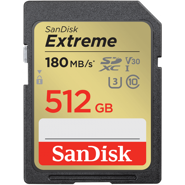 SanDisk SDXC Memory Card Extreme, 512Gb, Class 10 / UHS-1 U3 SDSDXVV-512G-GNCIN
