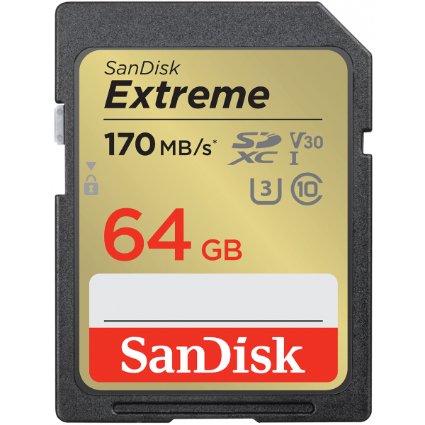 SanDisk SDXC Memory Card Extreme, 64Gb, Class 10 / UHS-1 U3 SDSDXV2-064G-GNCIN