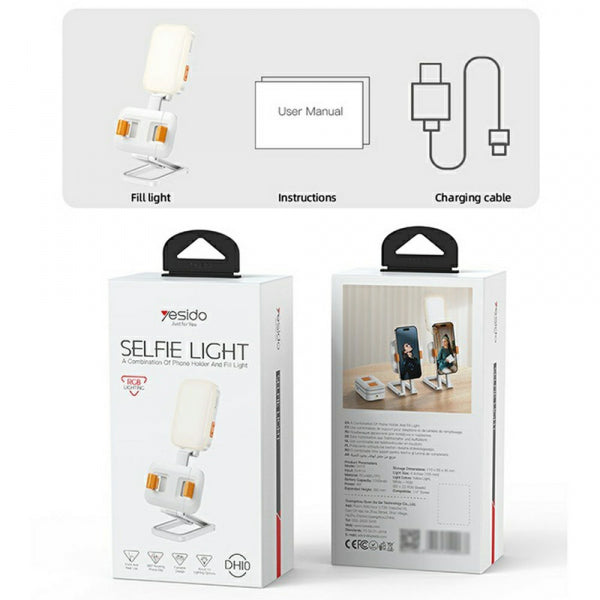 Yesido Stand Phone Selfie Light DH10, 4.7inch - 7inch, White