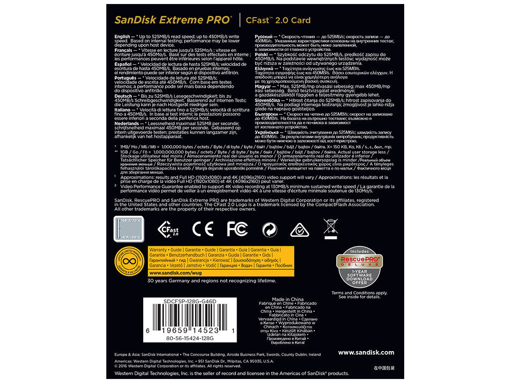 ∆SanDisk CFast 2.0 Extreme Pro 128GB