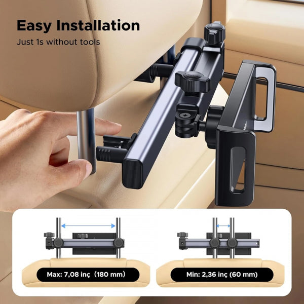 Ugreen Backseat Car Holder LP904 (55443), 4.7inch - 9.8inch, Black