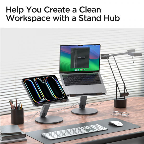 Spigen Desktop Stand with Hub LD204H for max. 15.6inch Laptop, Grey AMP08885