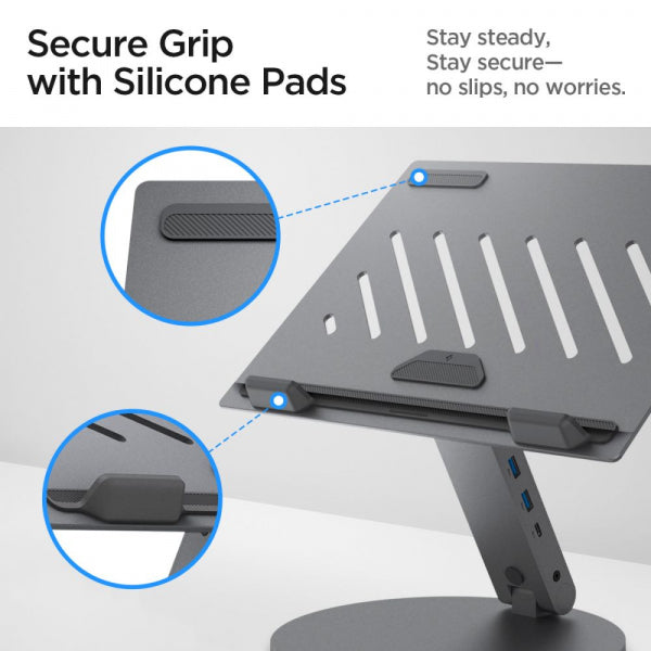 Spigen Desktop Stand with Hub LD204H for max. 15.6inch Laptop, Grey AMP08885