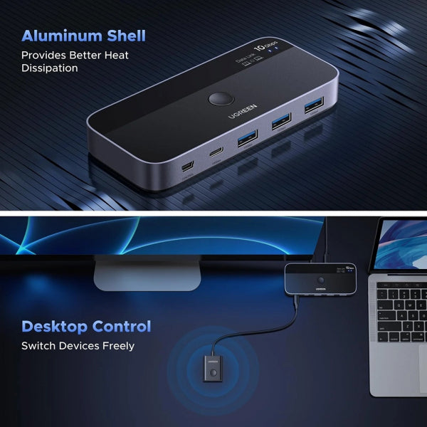 Ugreen USB Switch CM691 (45784), 3 x USB-A 3.2 - 1 x USB-C - 1 x miniUSB, Black