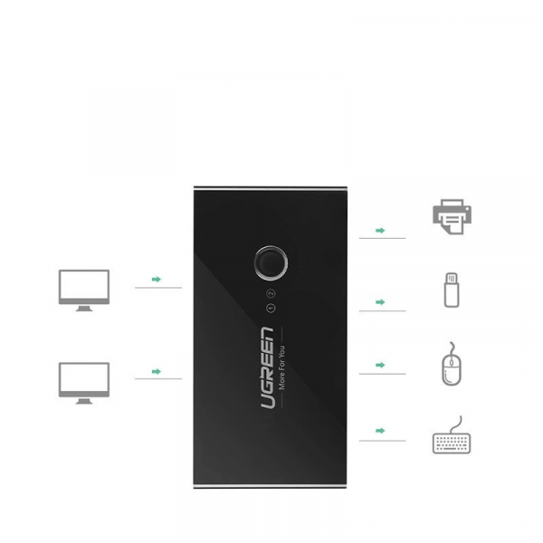 Ugreen USB Switch US216 (30768) Two Sharing Box New Version, 4 x USB-A 3.0, Black