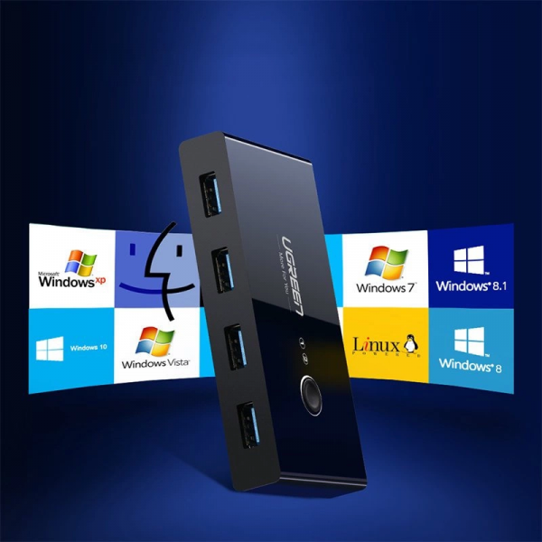 Ugreen USB Switch US216 (30768) Two Sharing Box New Version, 4 x USB-A 3.0, Black