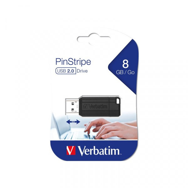 Verbatim USB-A 2.0 FlashDrive PenDrive Pinstripe, 8Gb