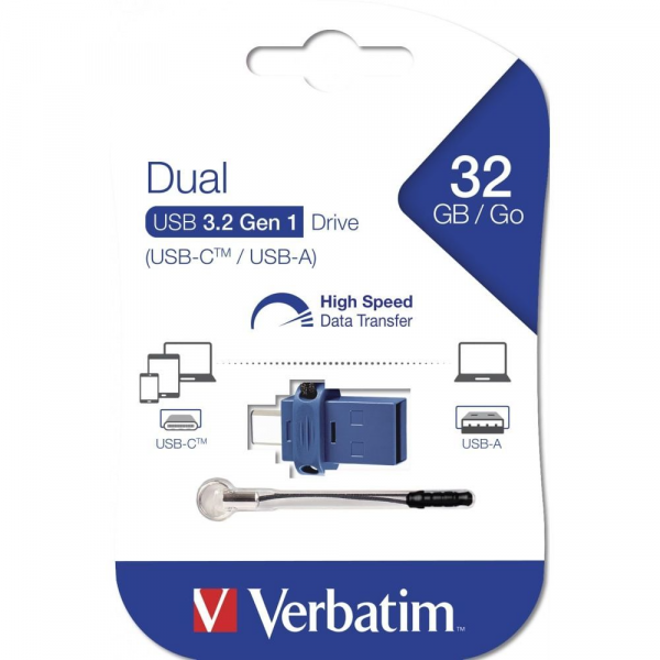 Verbatim USB-A 3.0 / USB-C FlashDrive StoreNGo, 32Gb