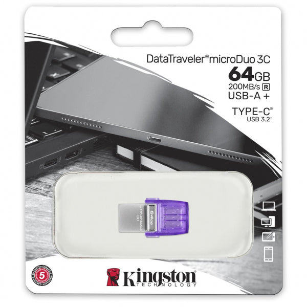 Kingston USB-A 3.2 / USB-C FlashDrive microDuo 3C, 64Gb DTDUO3CG3/64GB