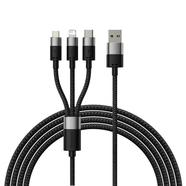 Baseus USB-A to Lightning / microUSB / USB-C Charging Cable StarSpeed 3in1, 20W, 3.5A, 1.2m, Black CAXS000001