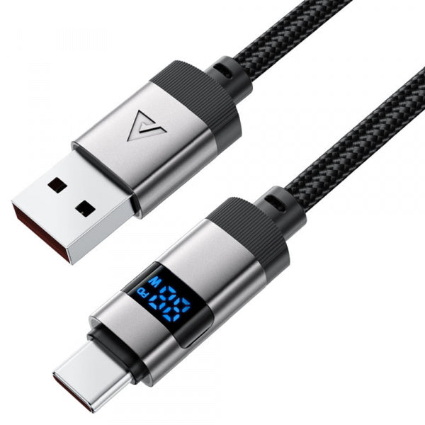 Acefast USB-A to USB-C Cable C15-04 Display, 66W, 3A, 1.2m, Black