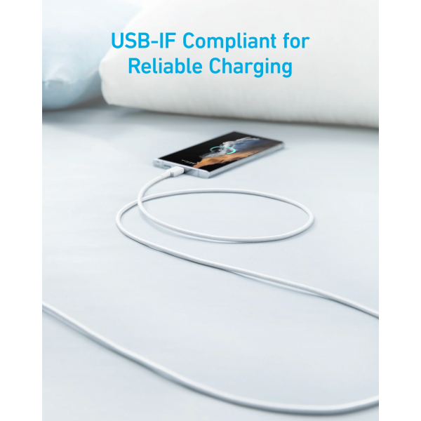 Anker USB-A to USB-C Cable 322, 18W, 3A, 1.8m, White A81H6G21