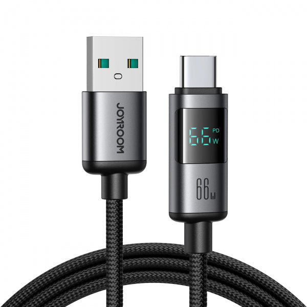 Joyroom USB-A to USB-C Cable S-A16 Pro Prism Display, 66W, 6A, 1.2m, Black